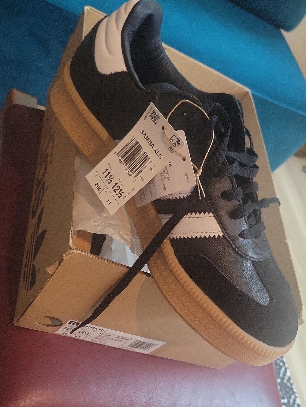 adidas Black White Gum Samba XLG Low-Top Sneakers